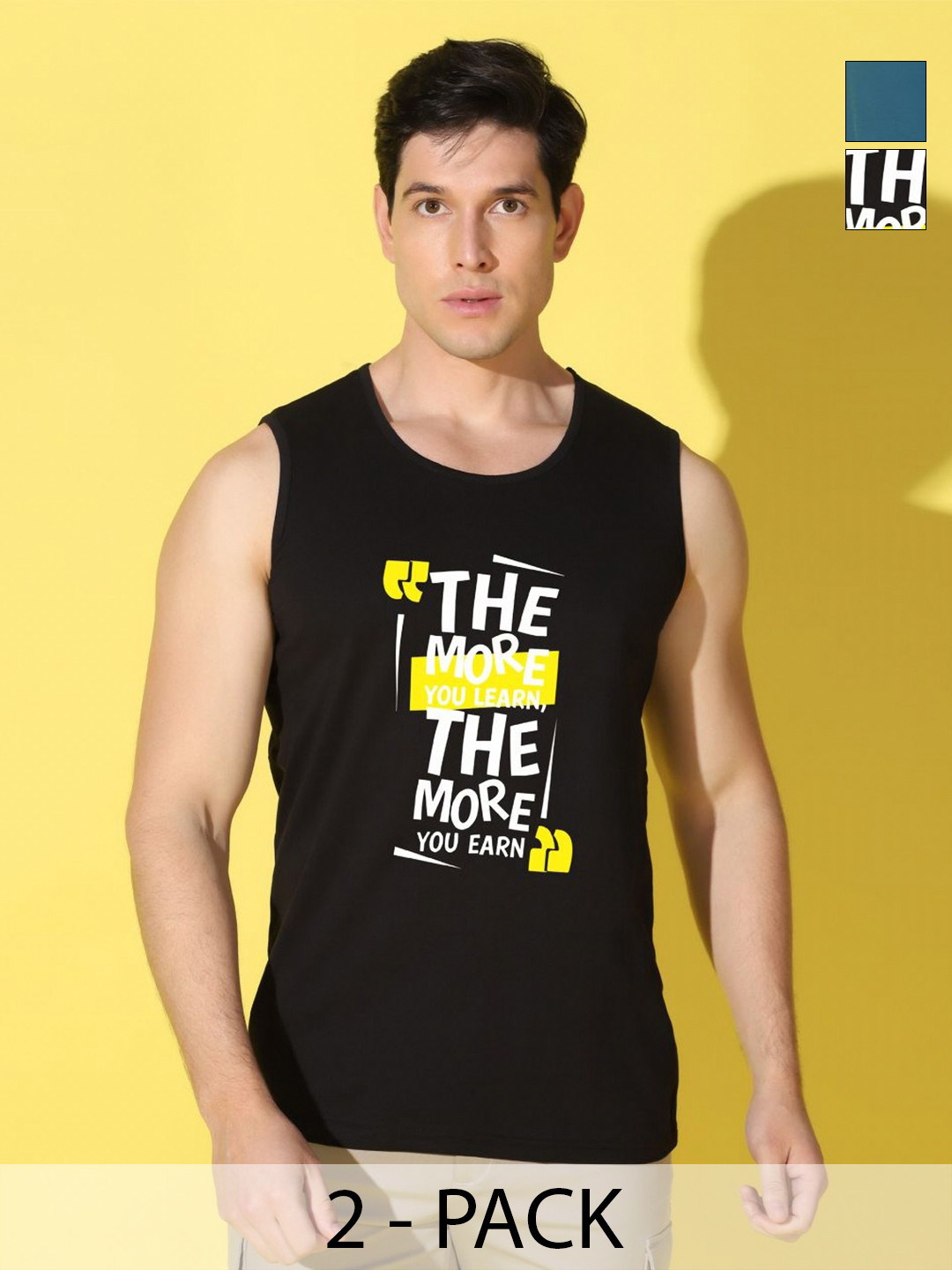 WOOSTRO Men Pack Of 2 Typography Printed Scoop Neck Cotton Slim Fit T-shirts