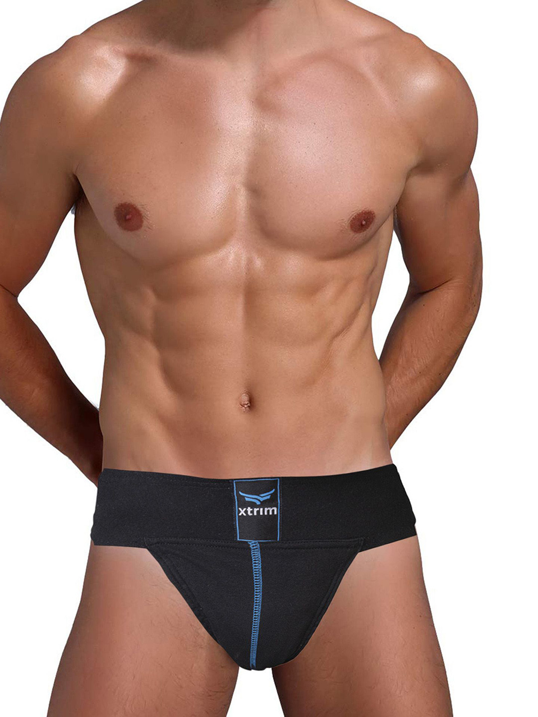 Xtrim Cotton Mid Rise Gym Supporter Thongs Brief XT-SP-BLK-XL-Black