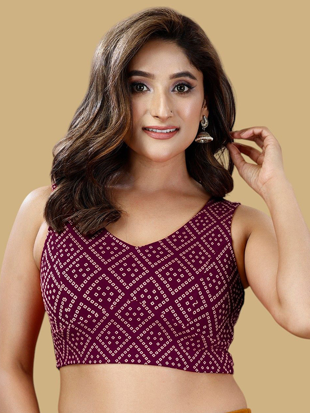 Oomph! Printed V-Neck Saree Blouse