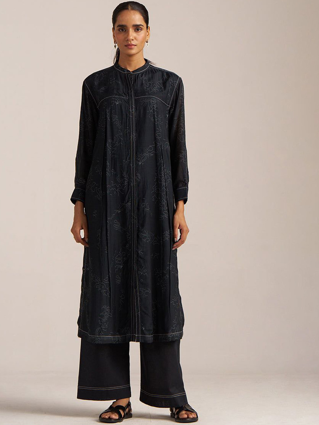 Ganga Black Print Button Down Co-Ord Set