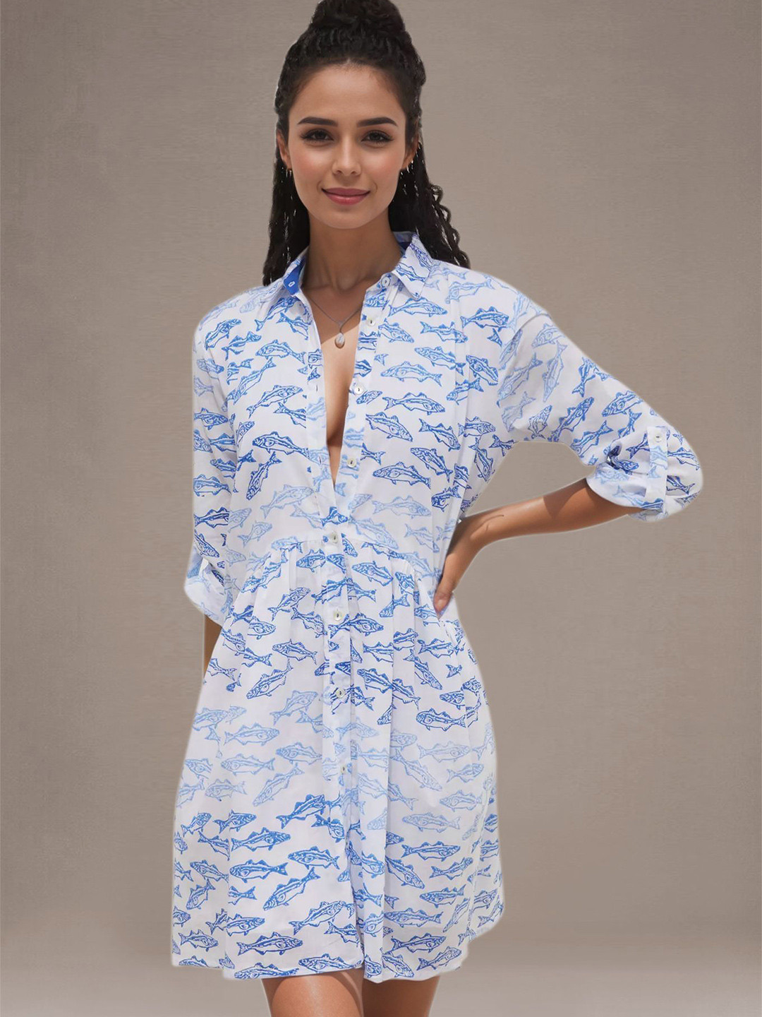 ChicFlick Animal Print Shirt  Mini Dress