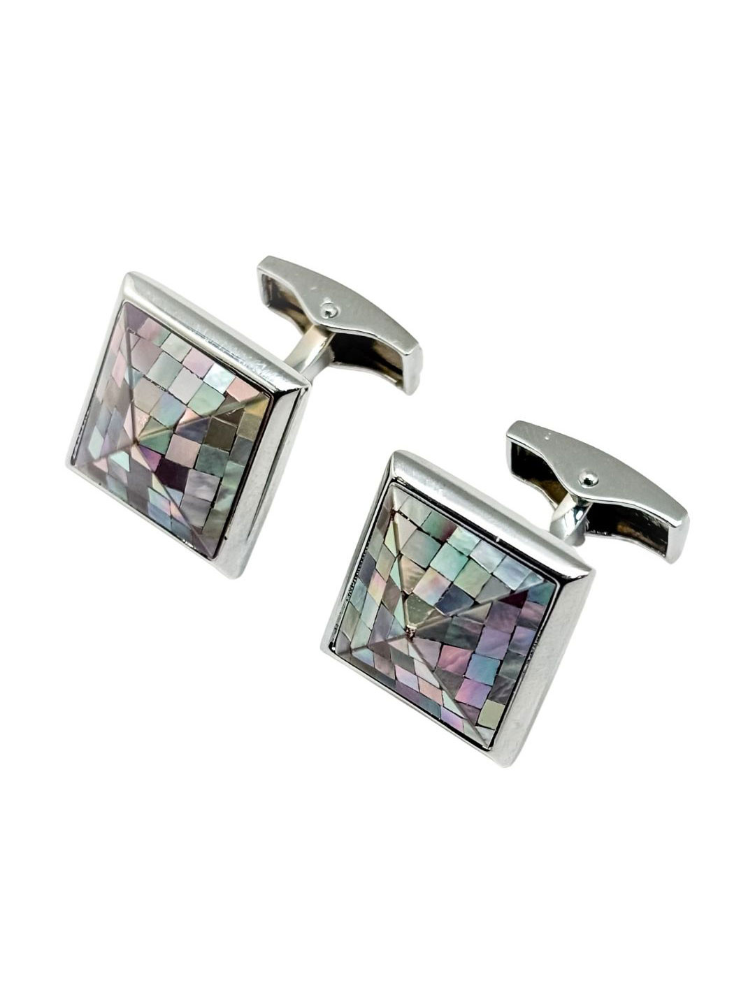 The Tie Hub Men Iridescent MOP Square Cufflinks
