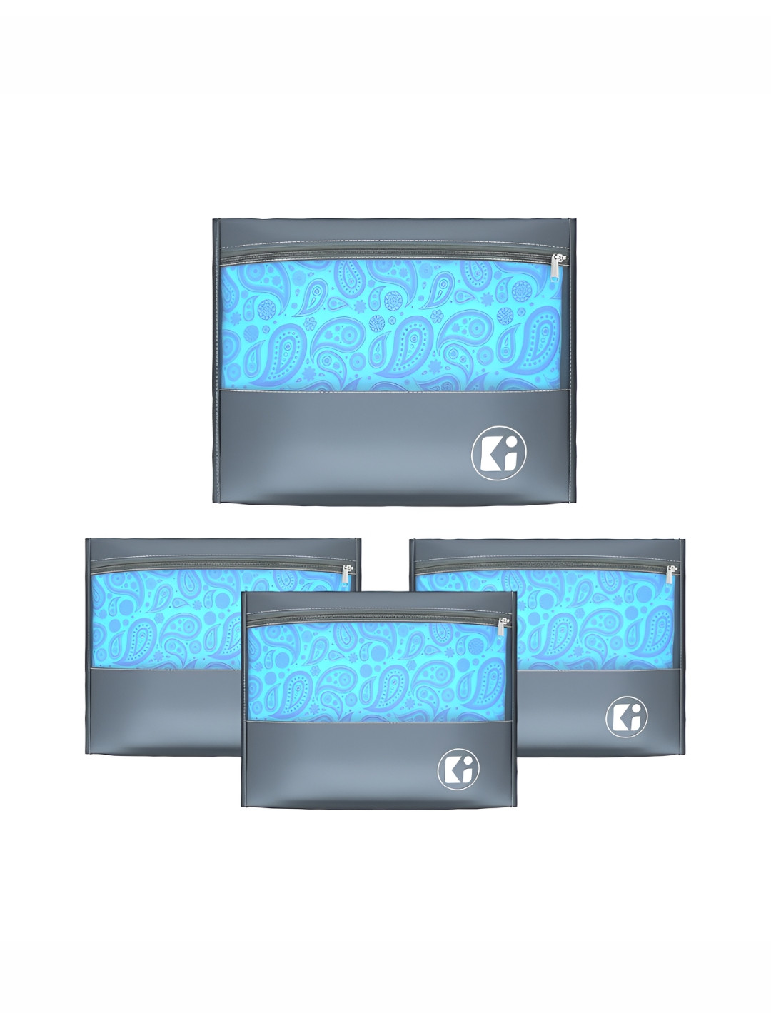 Aura Grey 4 Pieces Multi-Utility Waterproof Parachute Clothes Organizer With Zip