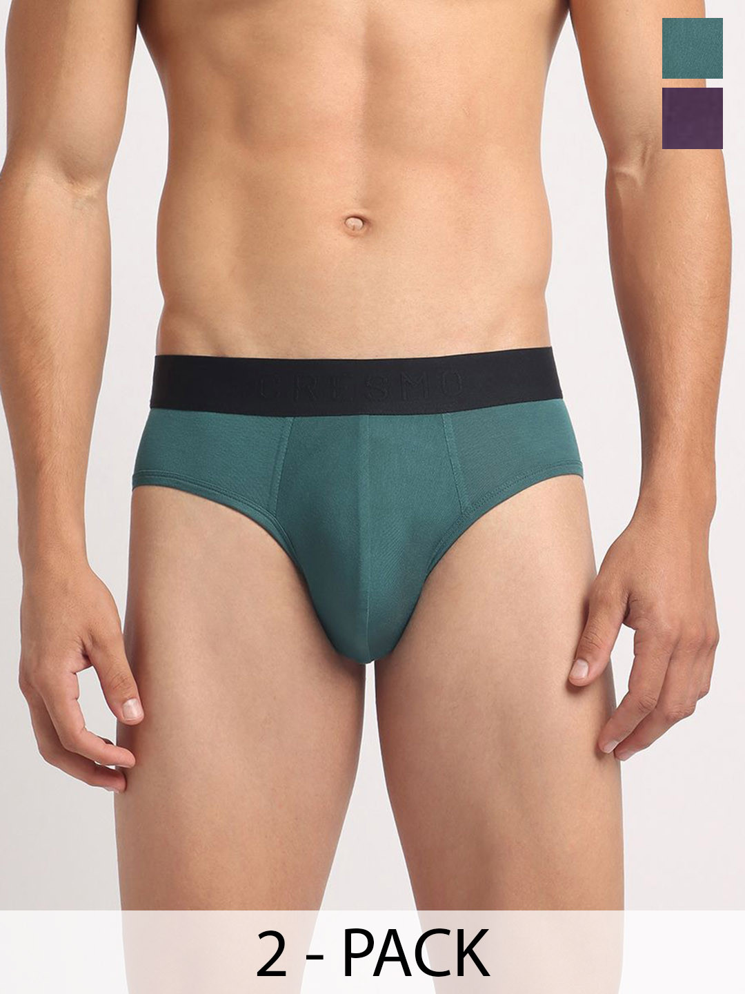 Cresmo Men Pack Of 2 Anti Microbial Basic Briefs CR-B-SLD-P2-MUL-ESC-S