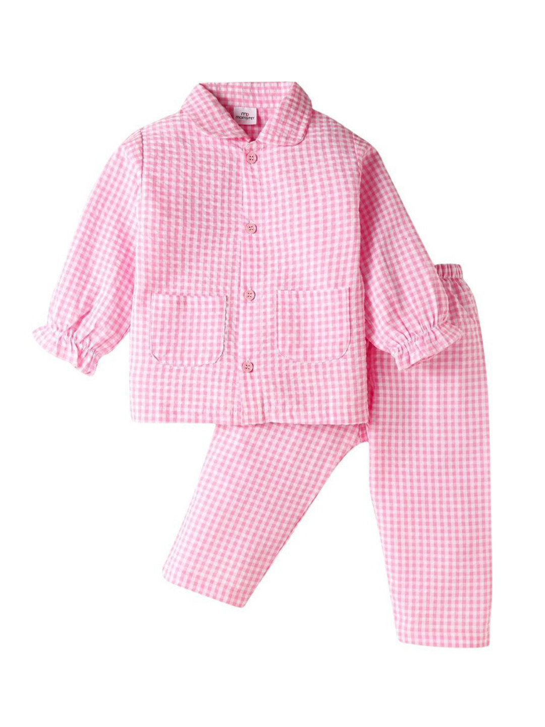 MOMS PET Girls Checked Cotton Shirt With Trousers
