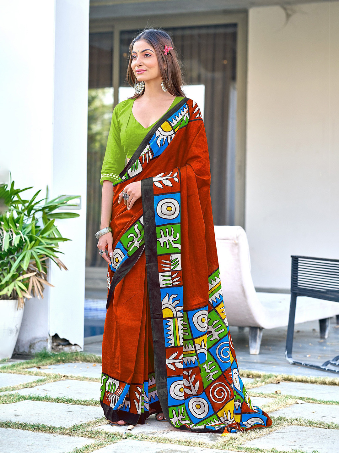 Munir Printed Pure Cotton Bagru Saree