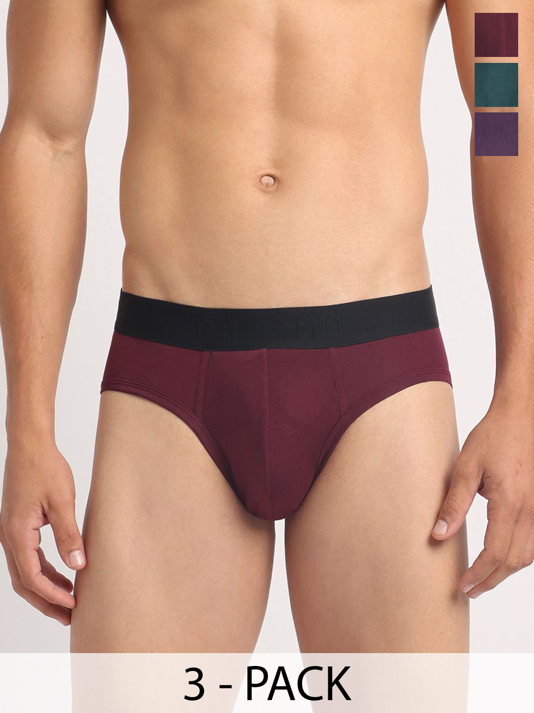 Cresmo Men Pack Of 3 Antimicrobial Basic Briefs CR-B-SLD-P3-MUL-ESC-ELVI