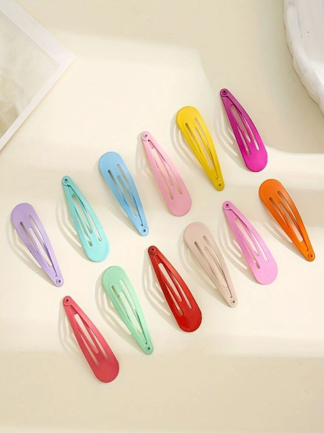 LYKAA Set of 12 Multicoloured Pastel Meena Coated Tic Tac Clips