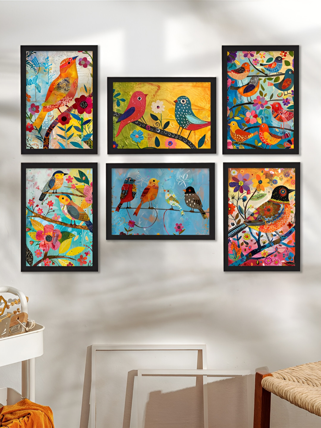 Art Street Synthetic Wood 6 Pcs Wall Living Room Rectangle Paintings Wall Art -9.40 x 13In