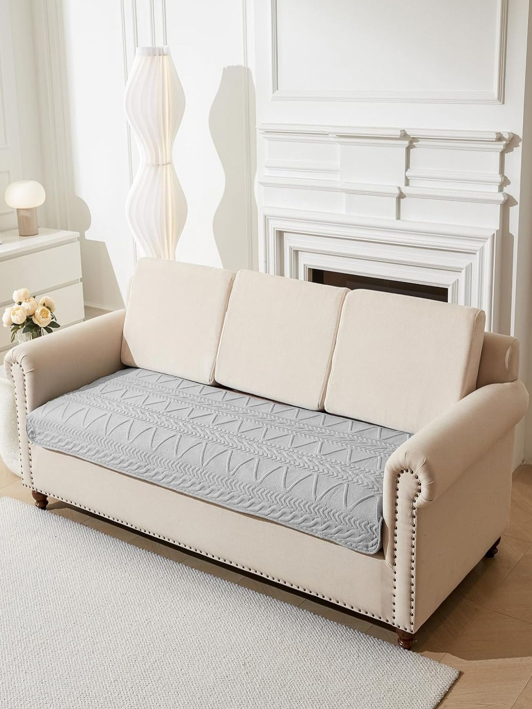 HOUSE OF QUIRK Two Seater Corner Anti-Slip Stretch Seat Pad Sofa Mat