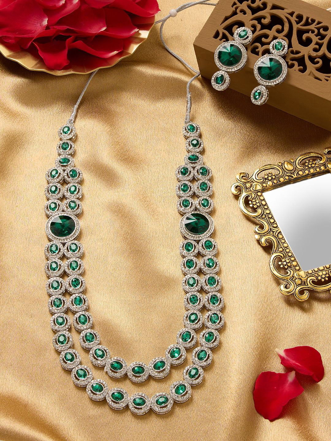 AMI Silver-Plated Austrian Diamonds Studded Jewellery Set
