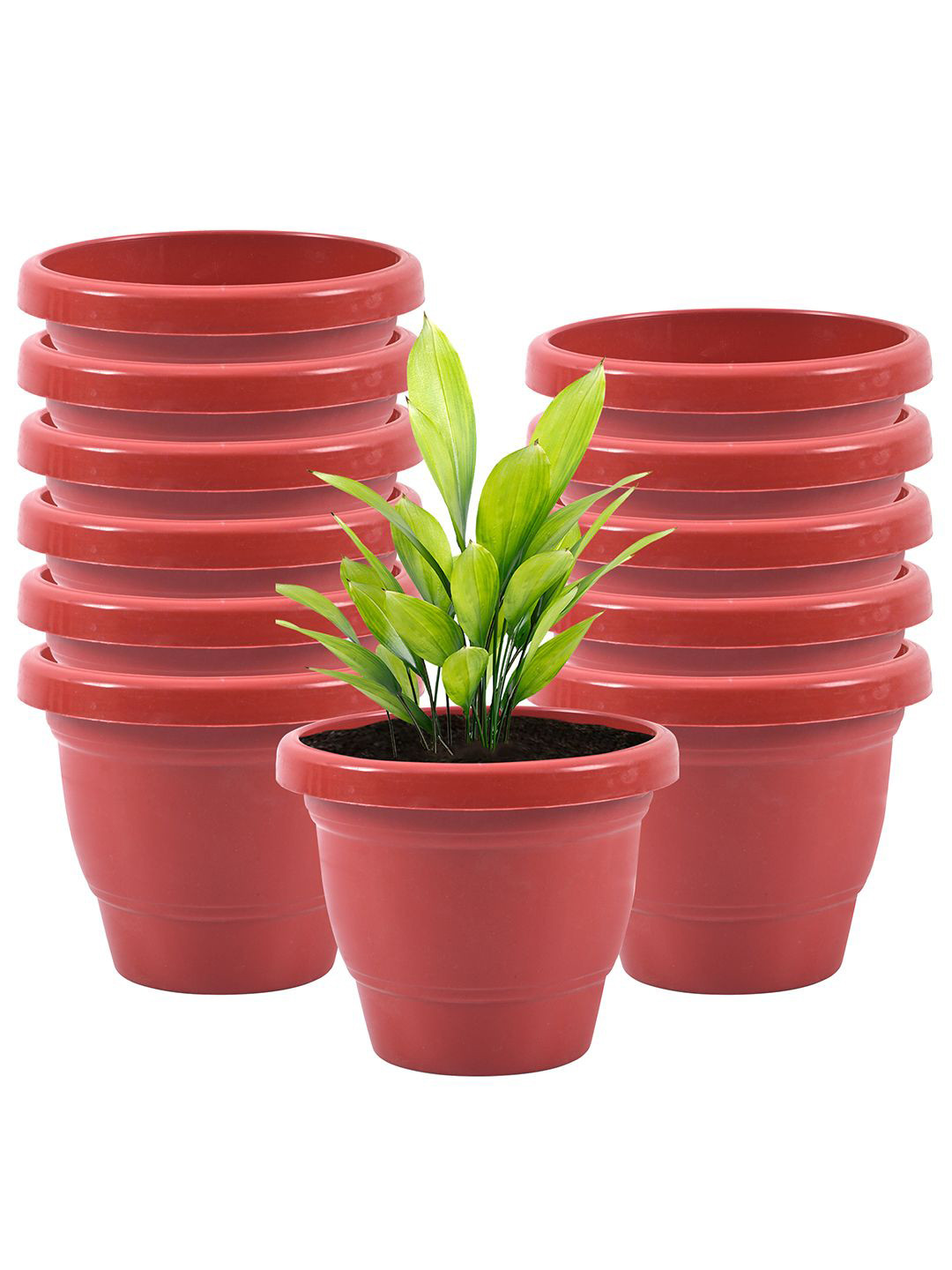 Kuber Industries Red 12 Pieces Versatile Sturdy Flower Planters