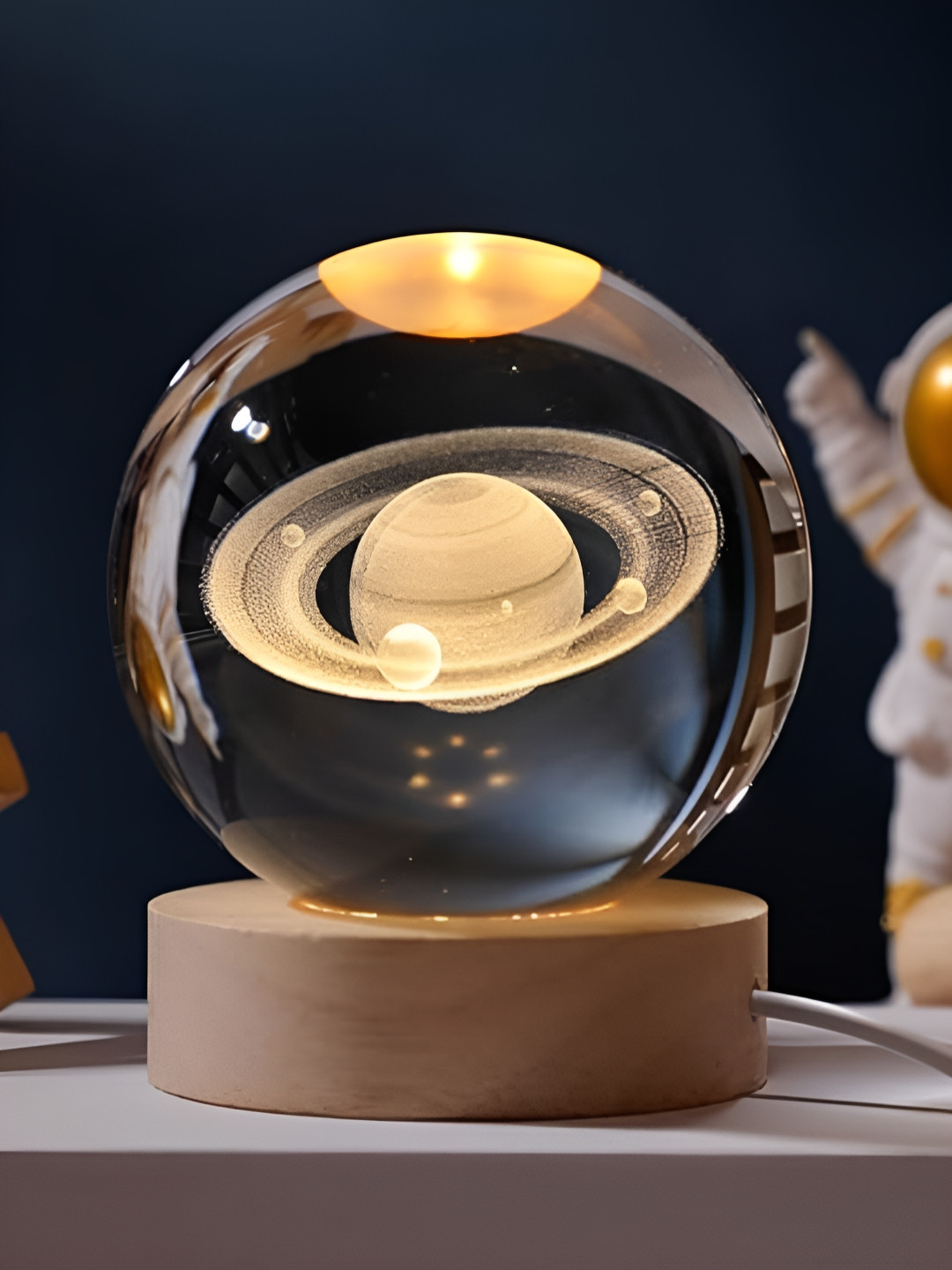 CraftVatika Yellow Spherical Shaped Table Lamp