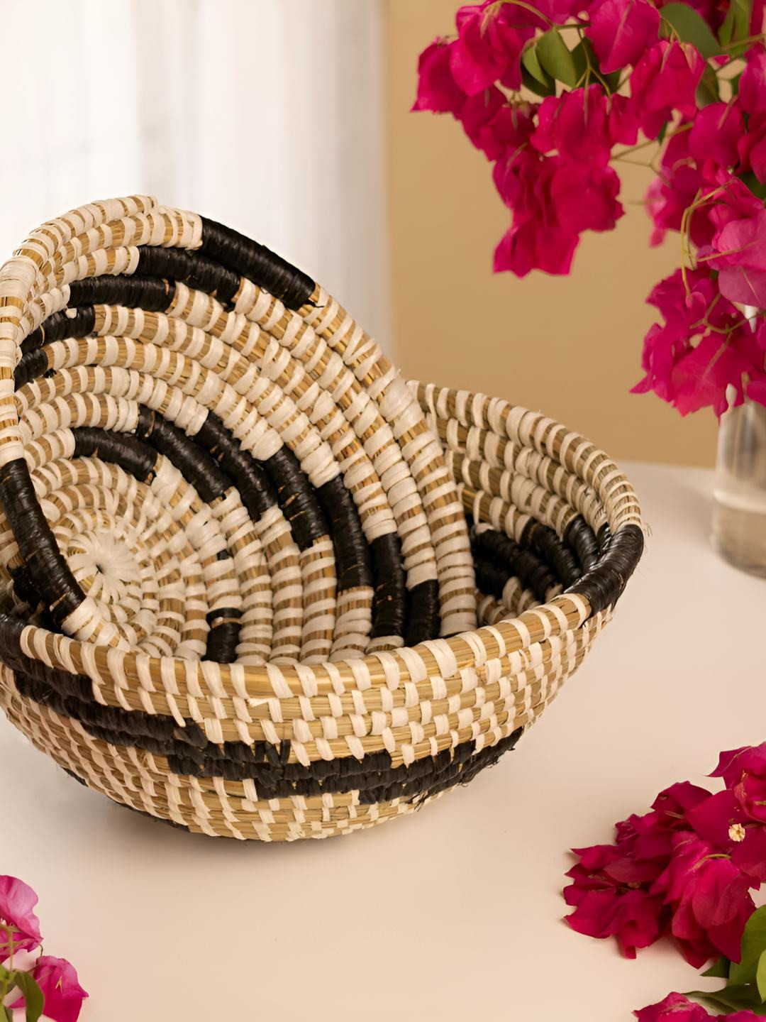 Ritualistic Set of 2 River Grass Basket Storage
