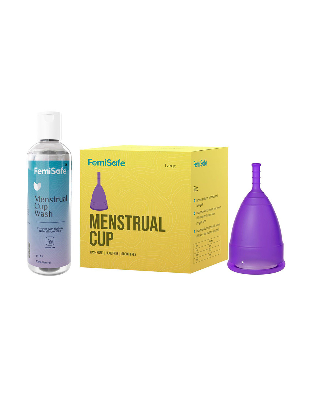 FEMISAFE Set Of 2 Menstrual Cup Wash & Leakproof Menstrual Cup- L