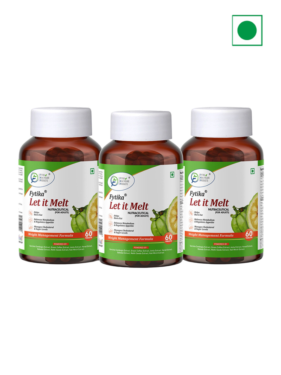 FYTIKA Set Of 3 Let it Melt - Natural Weight Management Supplement - 60 Tablets Each