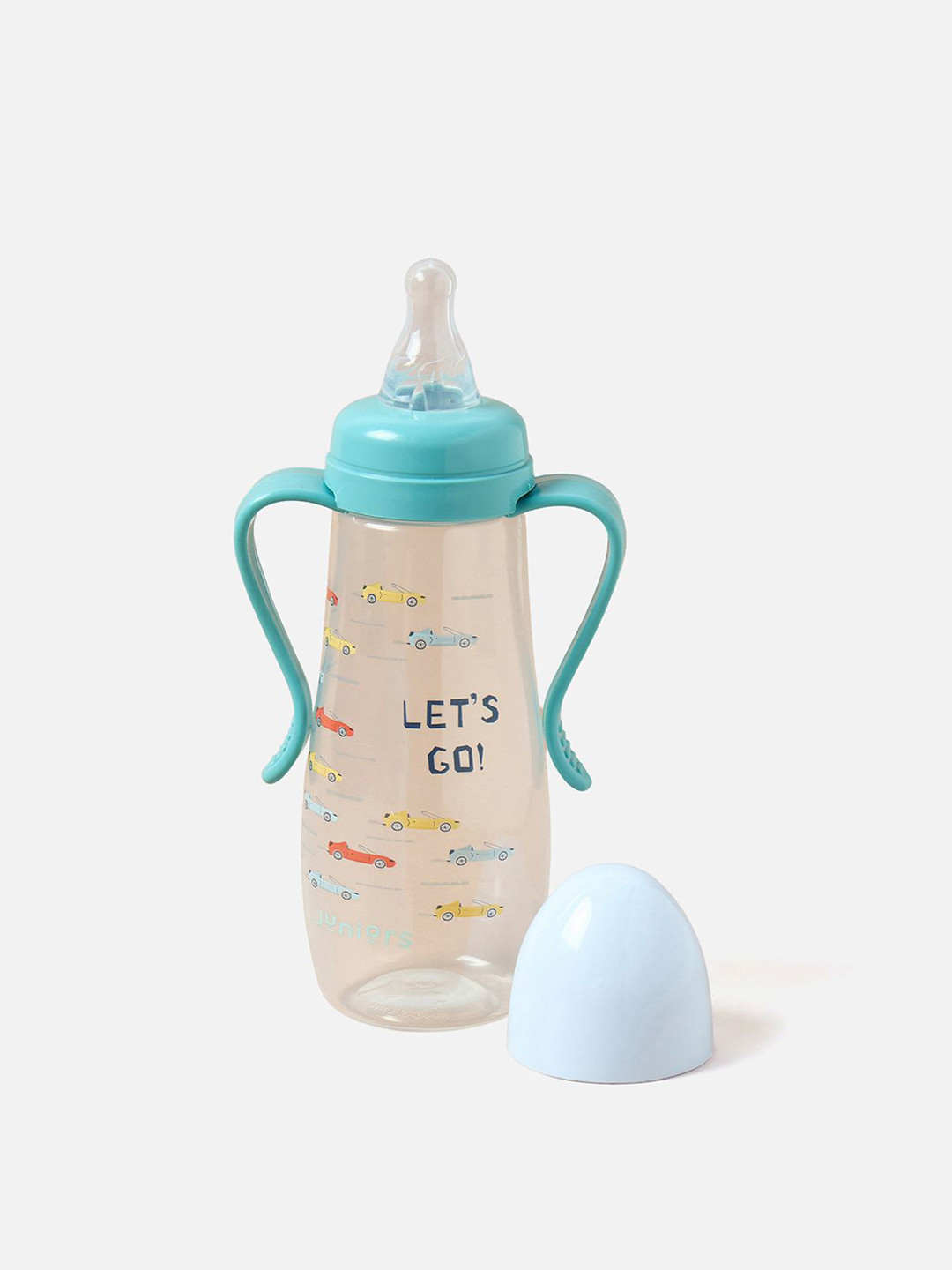 Juniors by Babyshop Transparent & Blue Printed Feeding Bottle With Easy Grasp Handles