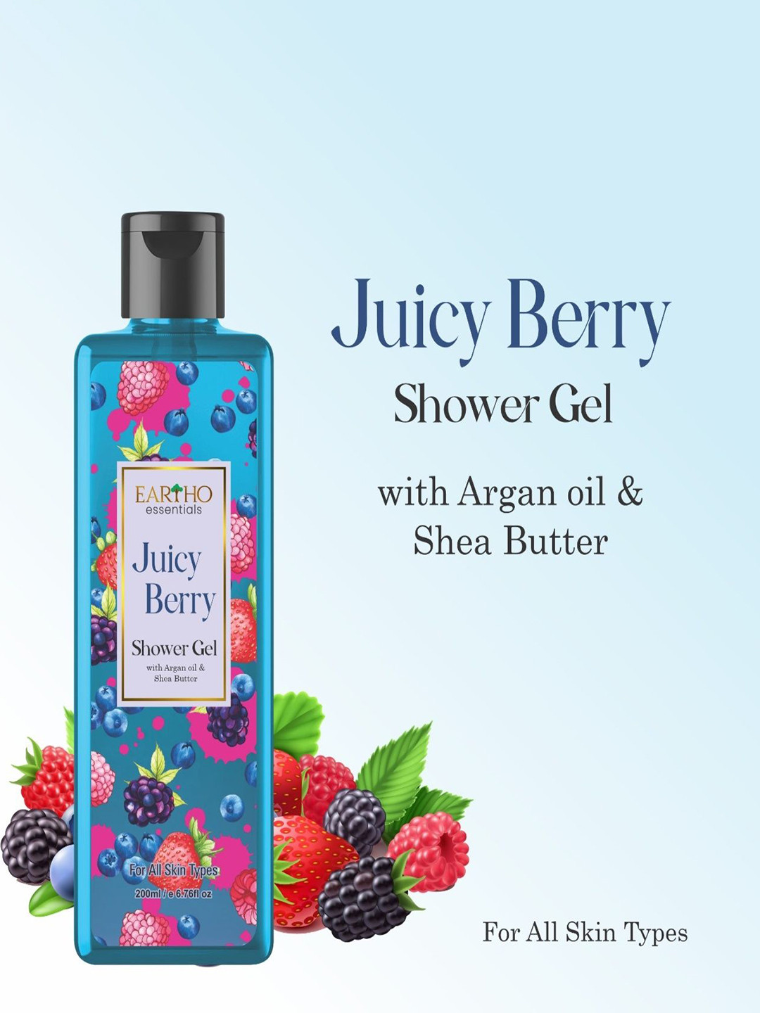 Eartho Essentials Ayurvedic Juicy Berry Fusion Shower Gel With Shea Butter - 200 ml