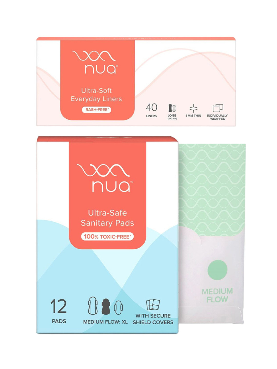 Nua Complete Comfort 12 Medium Flow Pads & 40 Panty Liners 190mm