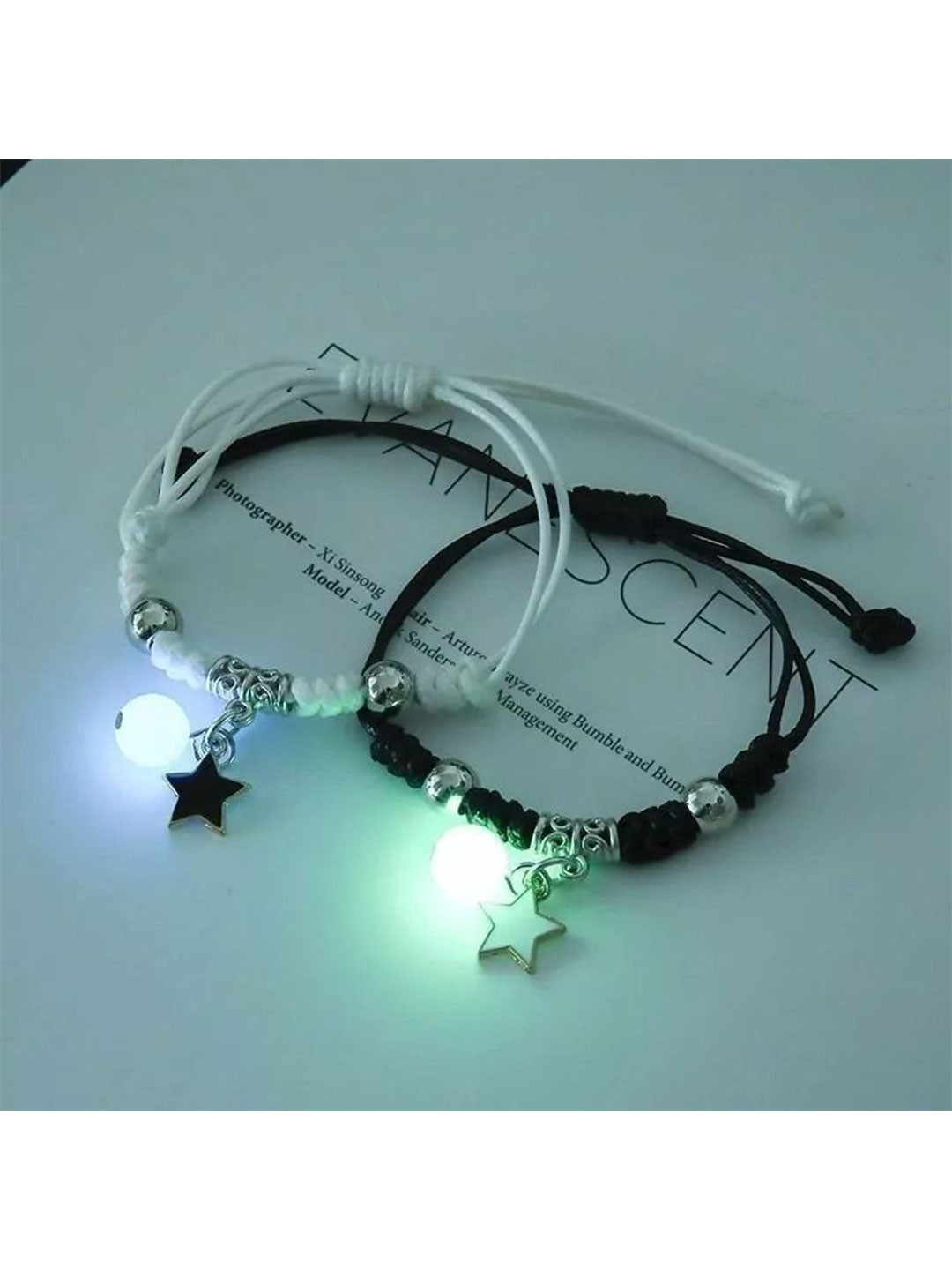PASU FASHION Unisex Set Of 2 Artificial Beaded Charm Elasticated Bracelet