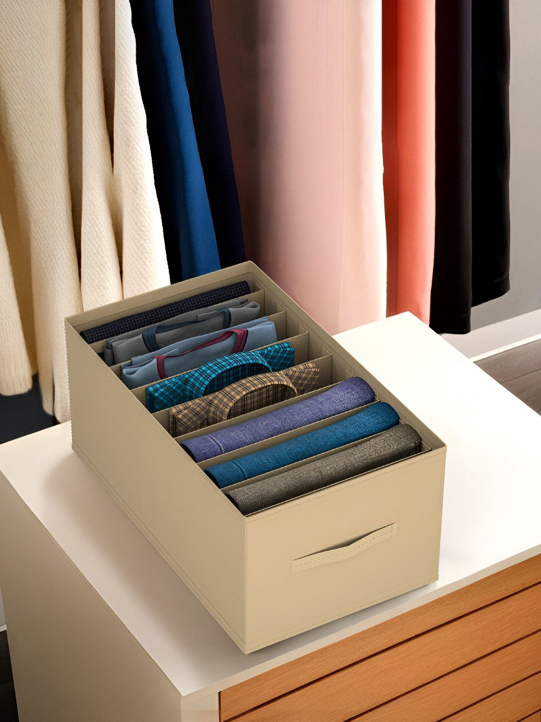 Aura Brown Regular 9 Grid Drawer Organisers Trouser Storage Box