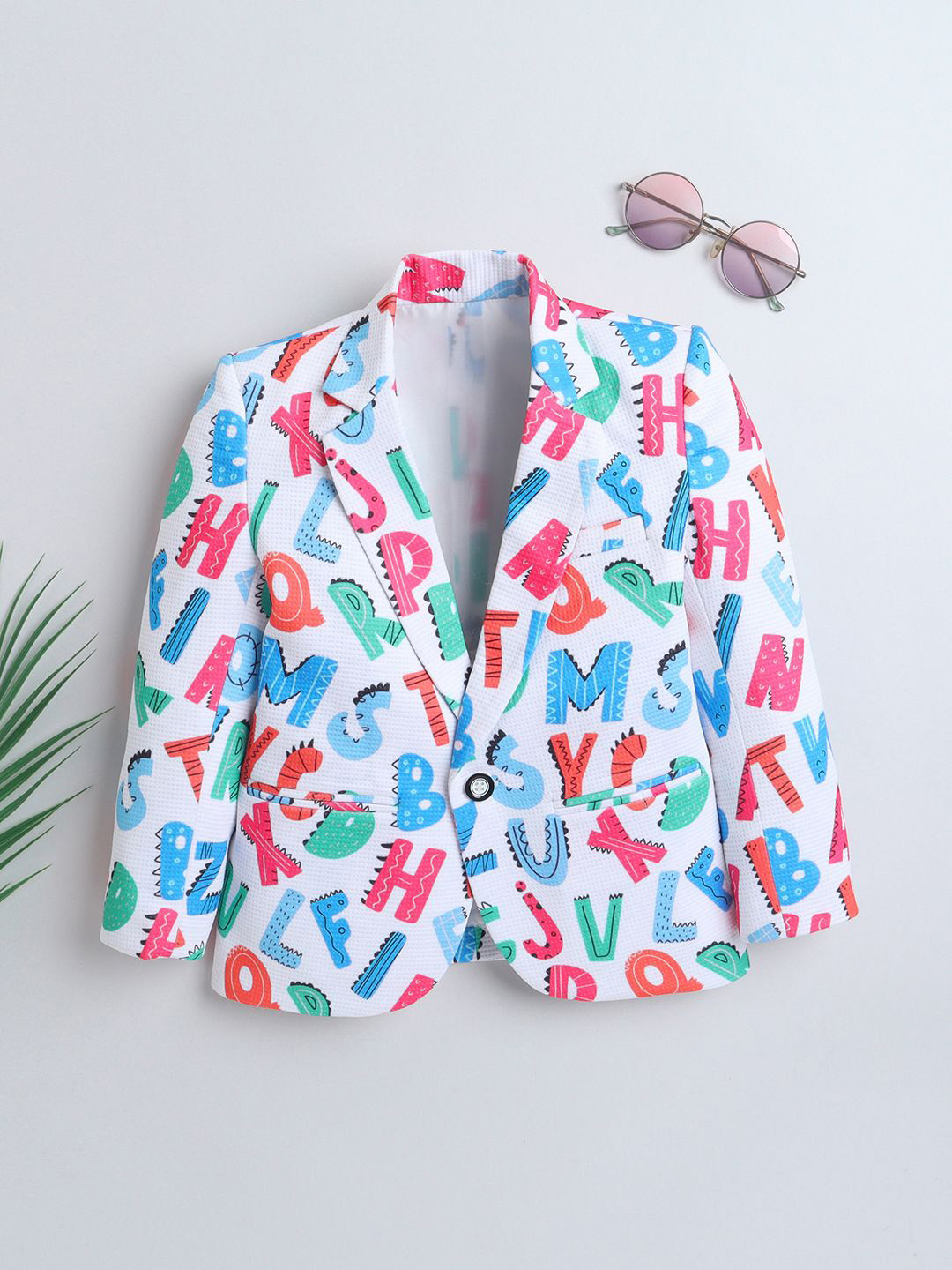 Ministitch Boys Alphabet Printed Lapel Collar Blazer