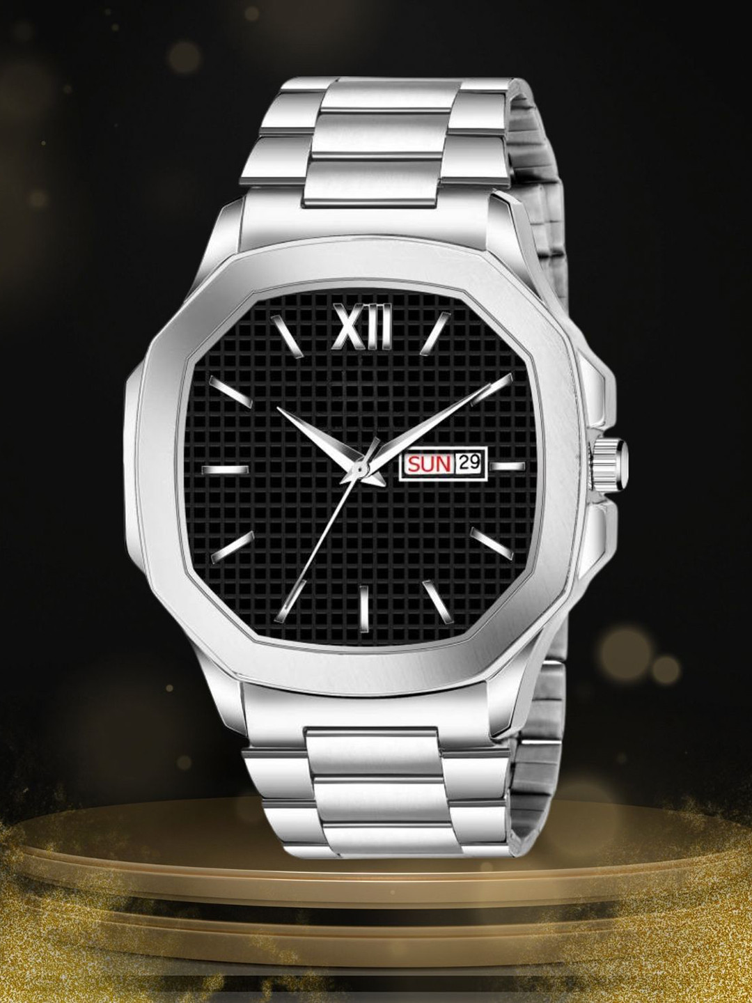 SWADESI STUFF Men Black Dial & Bracelet Style Straps Analogue Watch SDS 161 BLACK