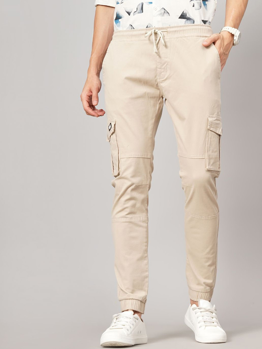 THE BEETEL HOUSE Men Smart Mid-Rise Slim Fit Drawstring Cargos