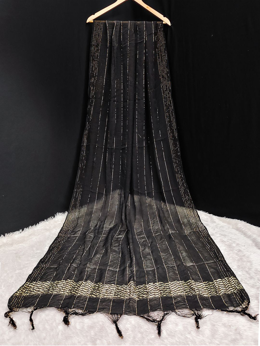 Trendmalls Stripped Zari Work Chinon Silk Dupatta