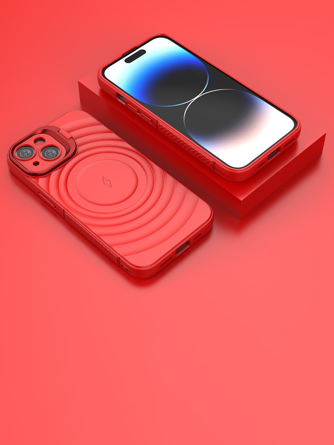 Luxury Kase Solid iPhone 14 Impact Resistant Rugged Back Case with Wireless Charging