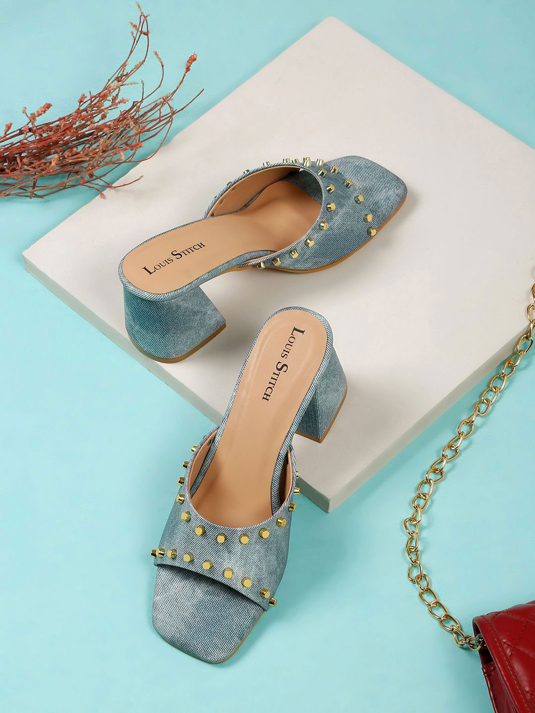 LOUIS STITCH Women Beaded Light Weight Block Heels