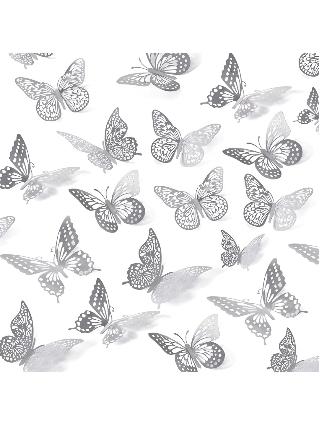 Special You Silver-Toned 12 Pieces 3D Butterflies Wall Stickers