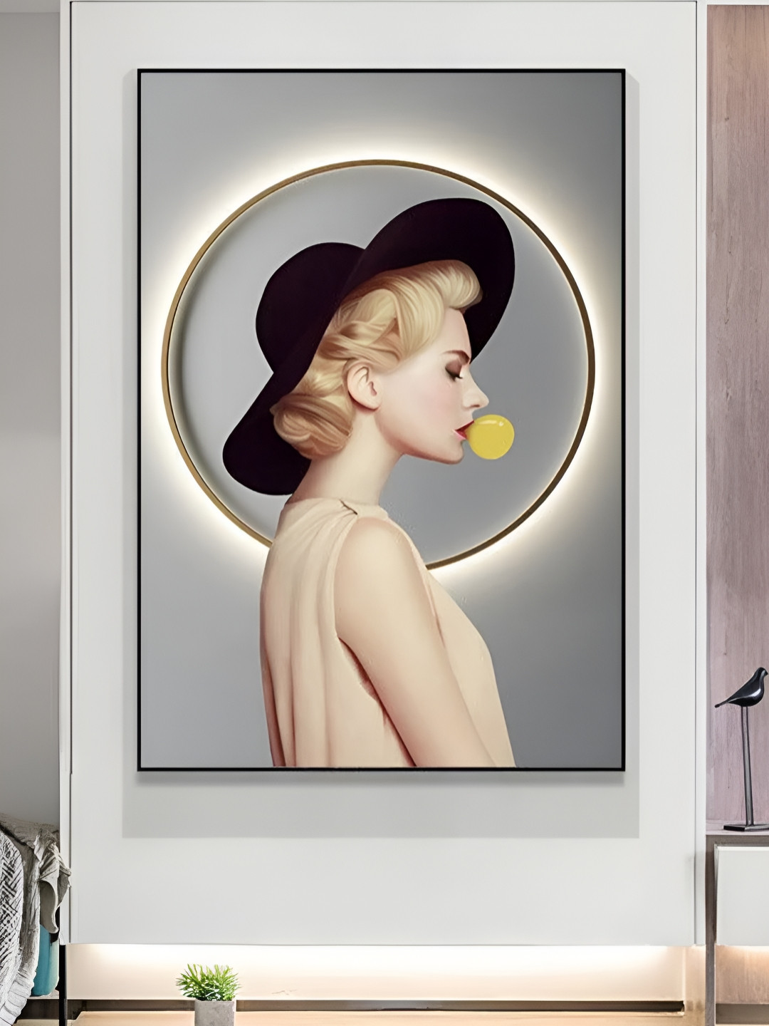 SMOKEY COCKTAIL Black & Grey Smokey Cocktail Blonde Blowing Canvas Painting Wall Art