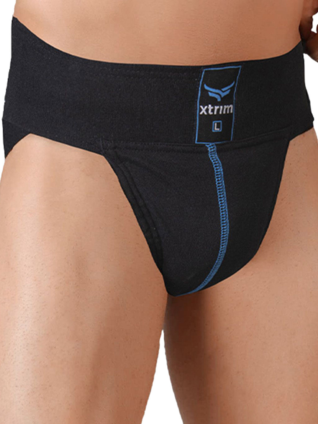 Xtrim Men Solid Brand Logo Printed Mid-Rise Hipster Briefs XT-SP-BLK-2XL-Black