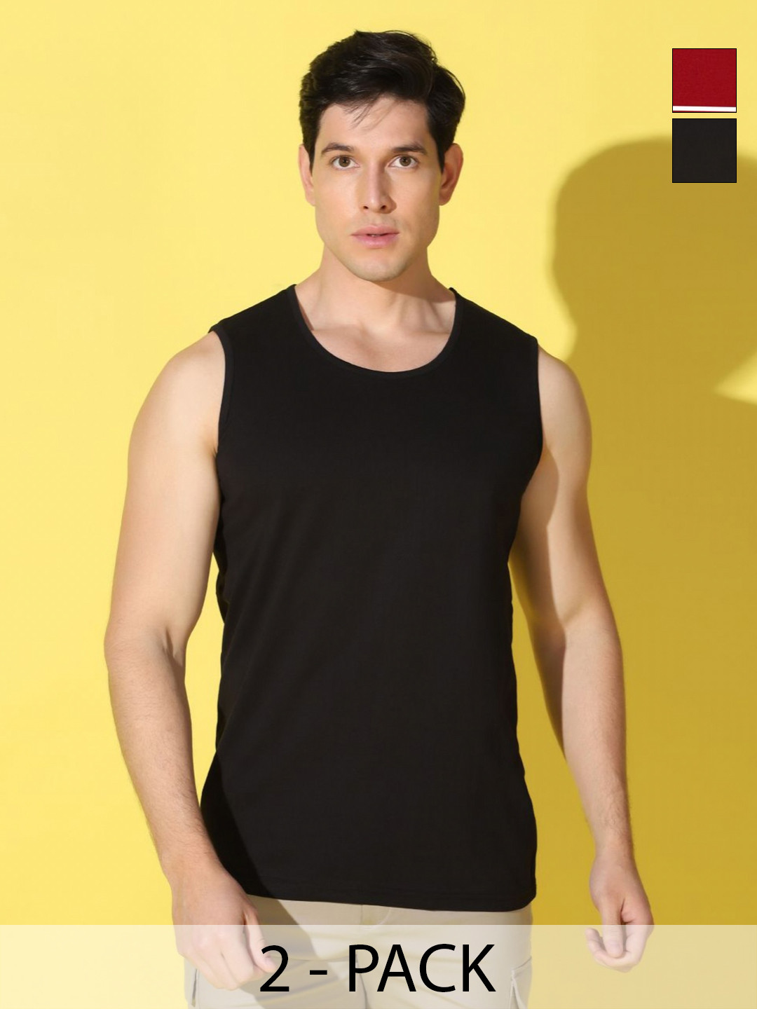 WOOSTRO Men Pack Of 2 Typography Printed Scoop Neck Cotton Slim Fit T-shirts