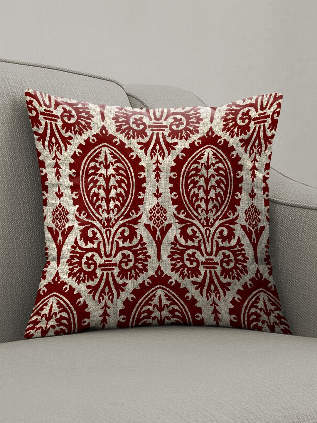 CASABLEU Premium Manchester Maroon 2 Pieces Ethnic Motifs Printed Square Cushion Covers