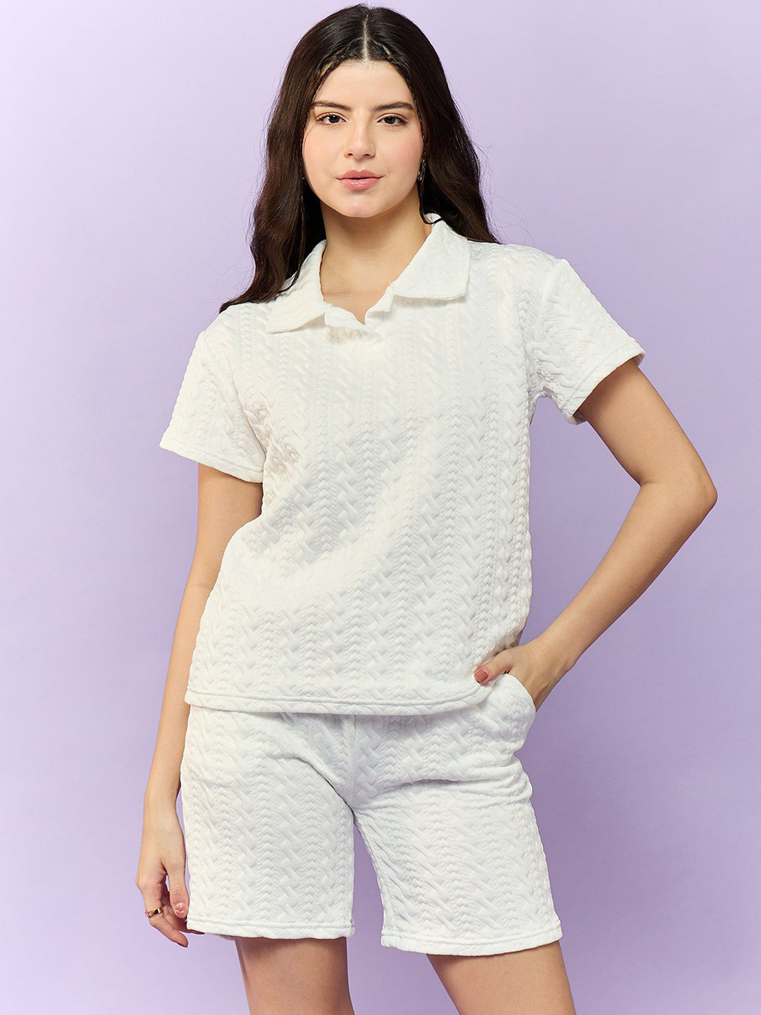 Outzidr Textured White Co-Ord Set