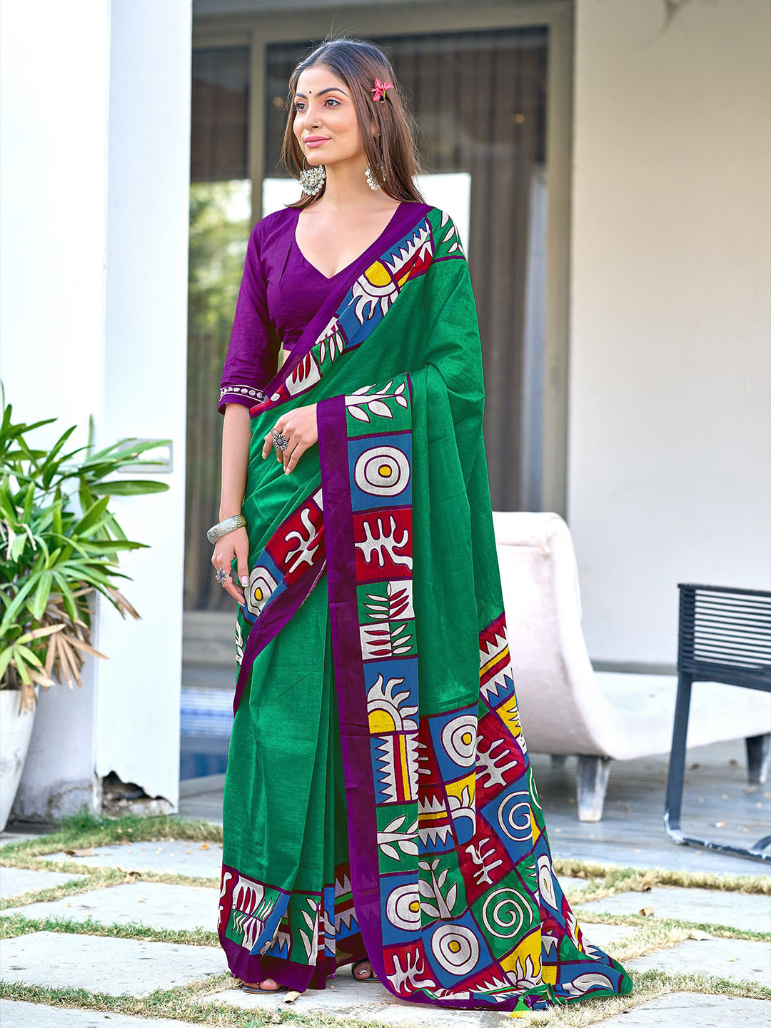 Munir Block Print Pure Cotton Saree