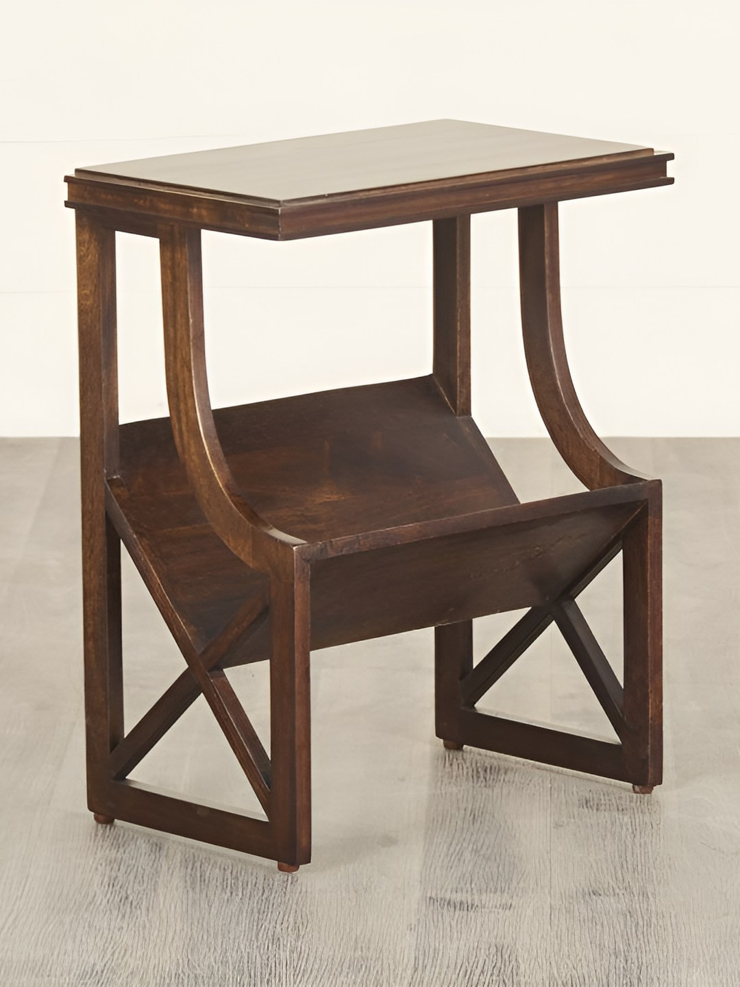 GLOBALLY INDIAN Brown Wooden Rectangle Bedside Table
