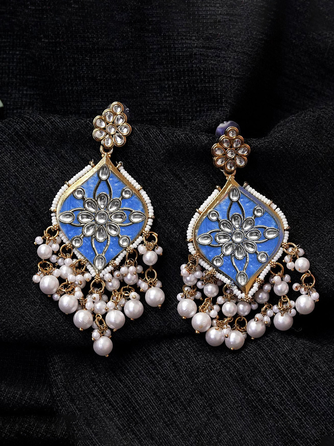 Zoey Gold-Plated Kundan Studded And Pearls Beaded Contemporary Chandbalis