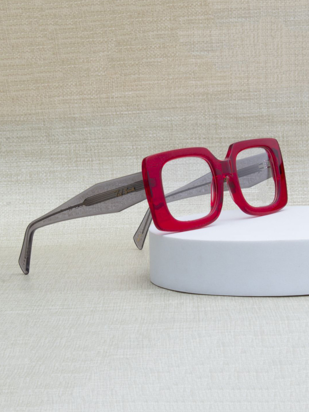 Ted Smith Unisex Red Premium Acetate Full Rim Square Frames