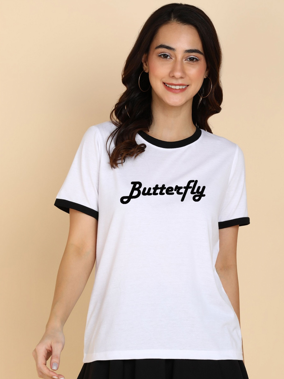 Adyavastram Women Typography Printed Round Neck Cotton T-shirt