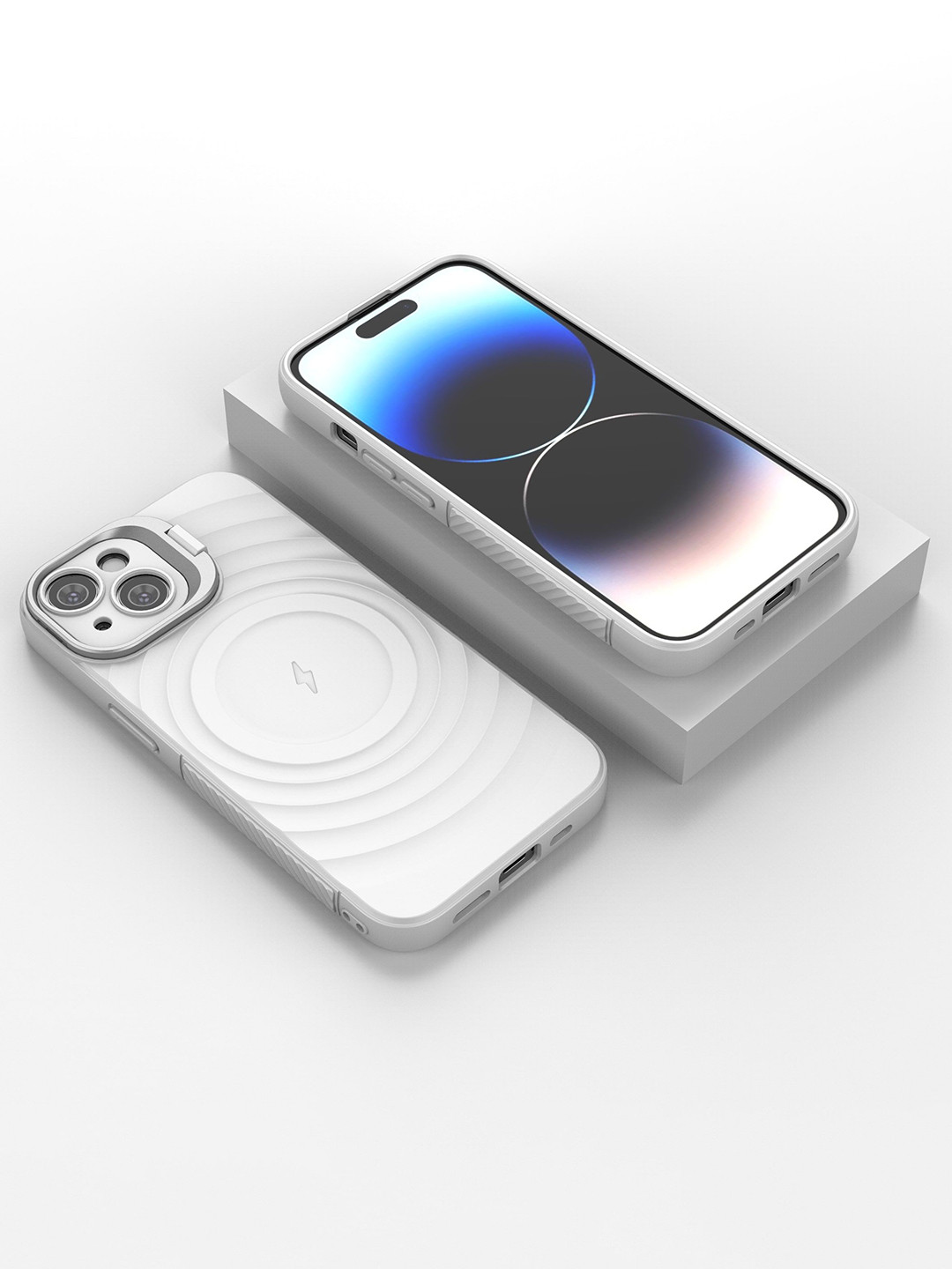 Luxury Kase Solid iPhone 14 Impact Resistant Rugged Back Case with Wireless Charging