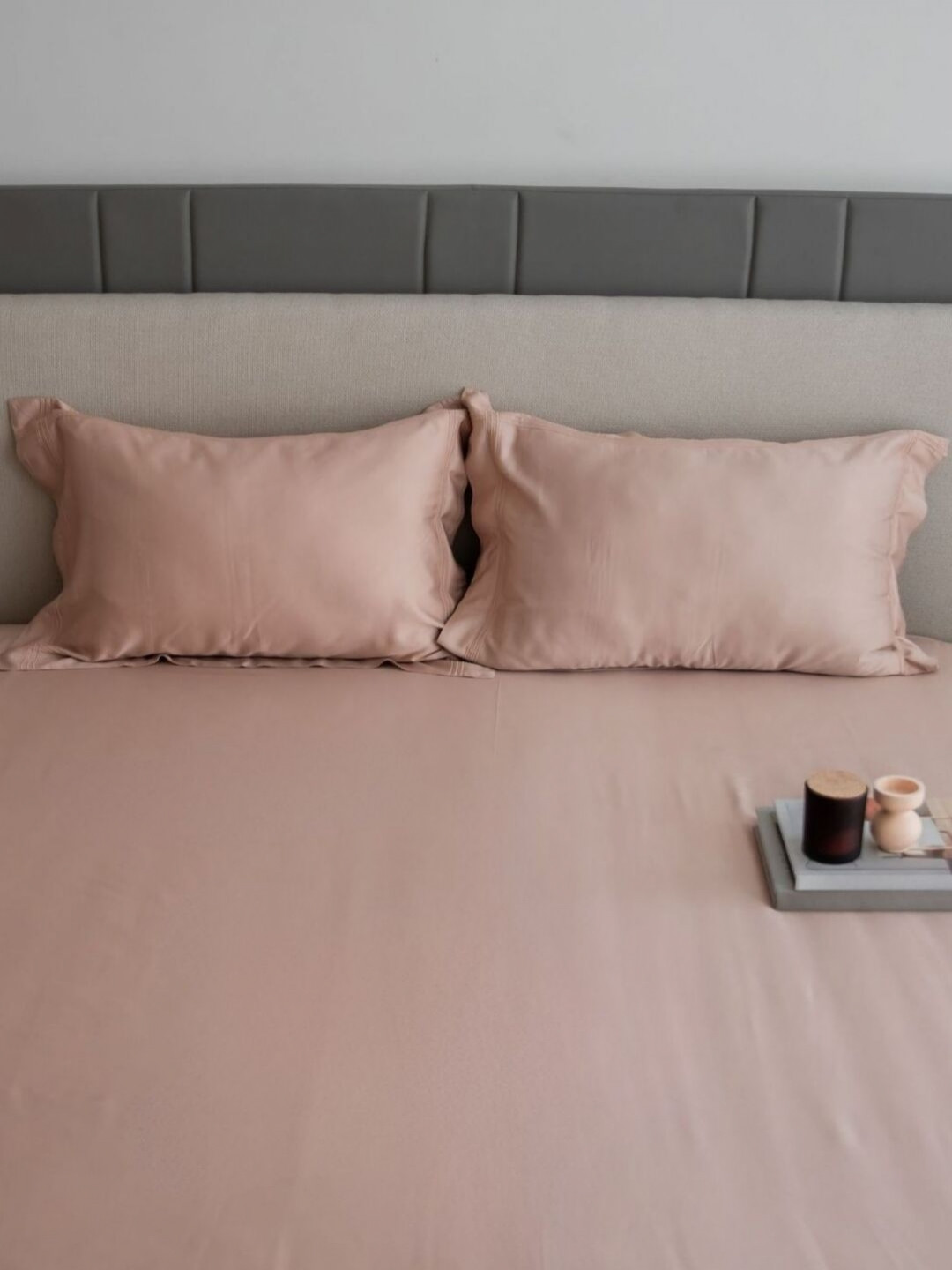 Sadyaska Creme Bamboo Pink Tencel 400 TC King Superfine Bedsheet with 2 Pillow Covers-108 x 108 inches