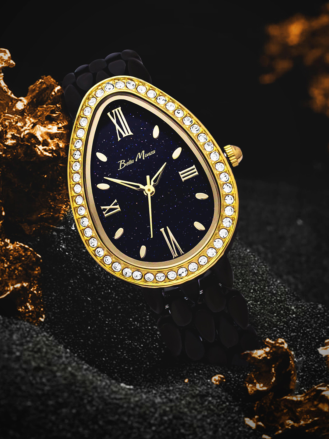 Bella Monza Aquadrop Women Dial & Stainless Steel Style Straps Analogue Watch AABlackBlack