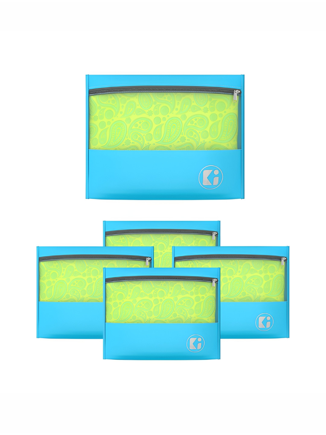 Aura Blue 5 Pieces Parachute Waterproof Saree Cover & Travel Storage Bag Organisers