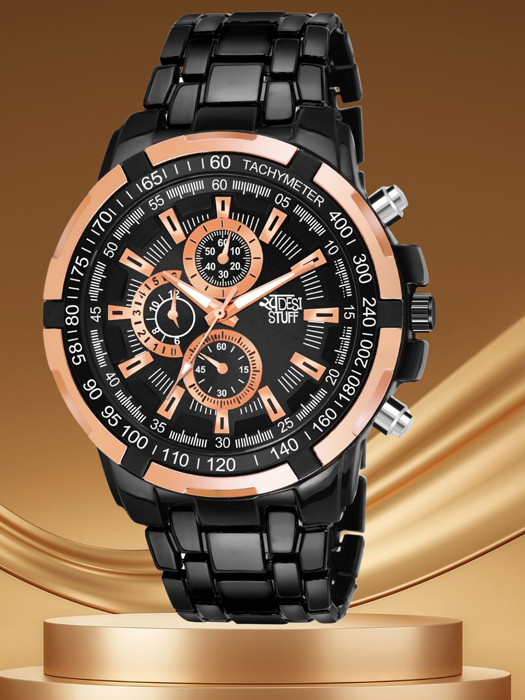SWADESI STUFF Men Round Dial Analogue Chronograph Watch EDIFIS ROSEGOLD 99 2025