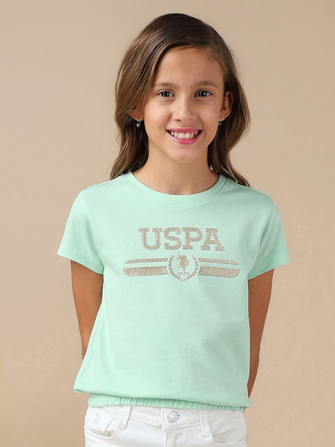 U.S. Polo Assn. Kids Girls Brand Printed Blousan T-Shirt