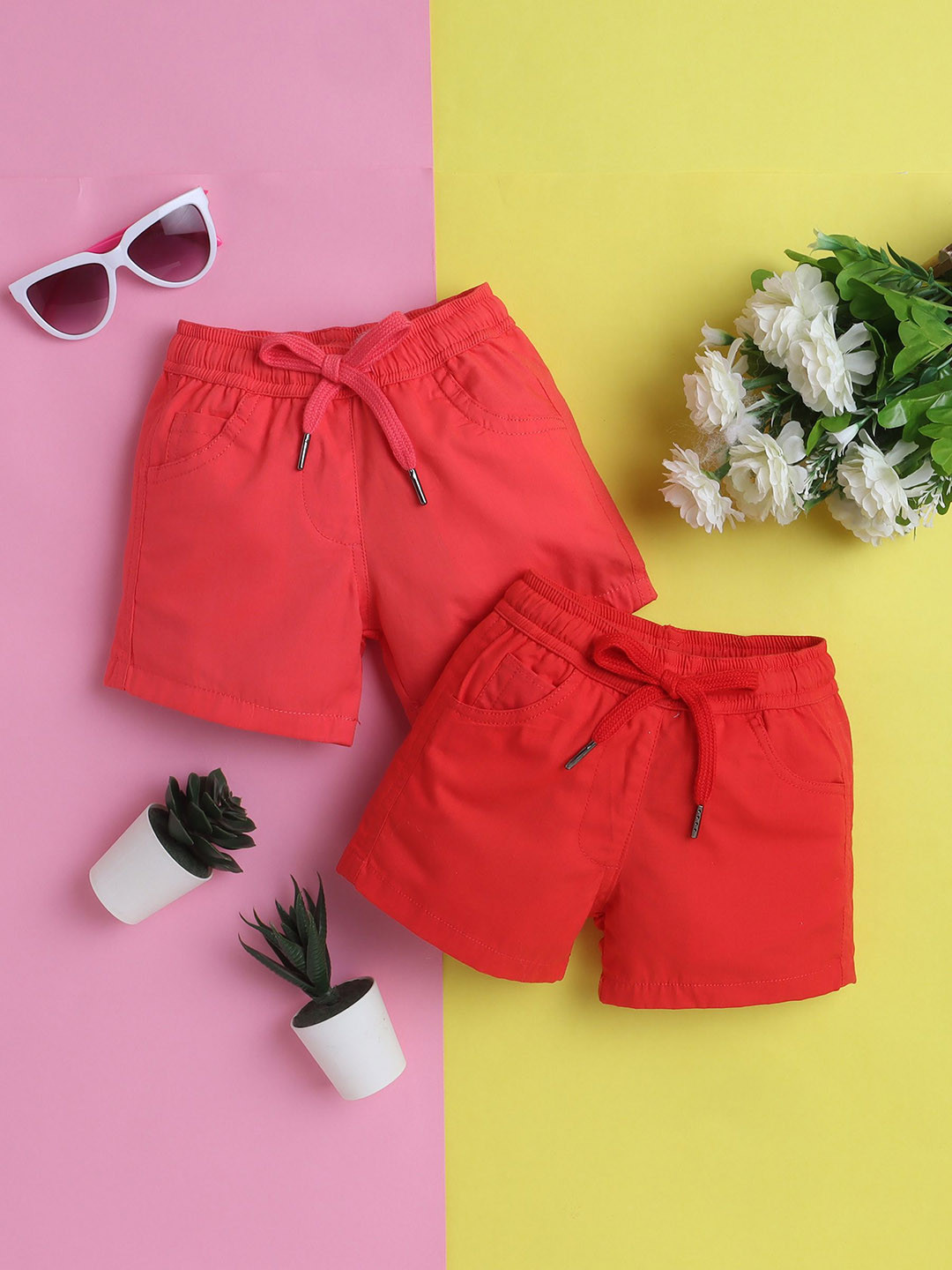 Knitting Doodles Pack Of 2 Girls Pure Cotton Shorts