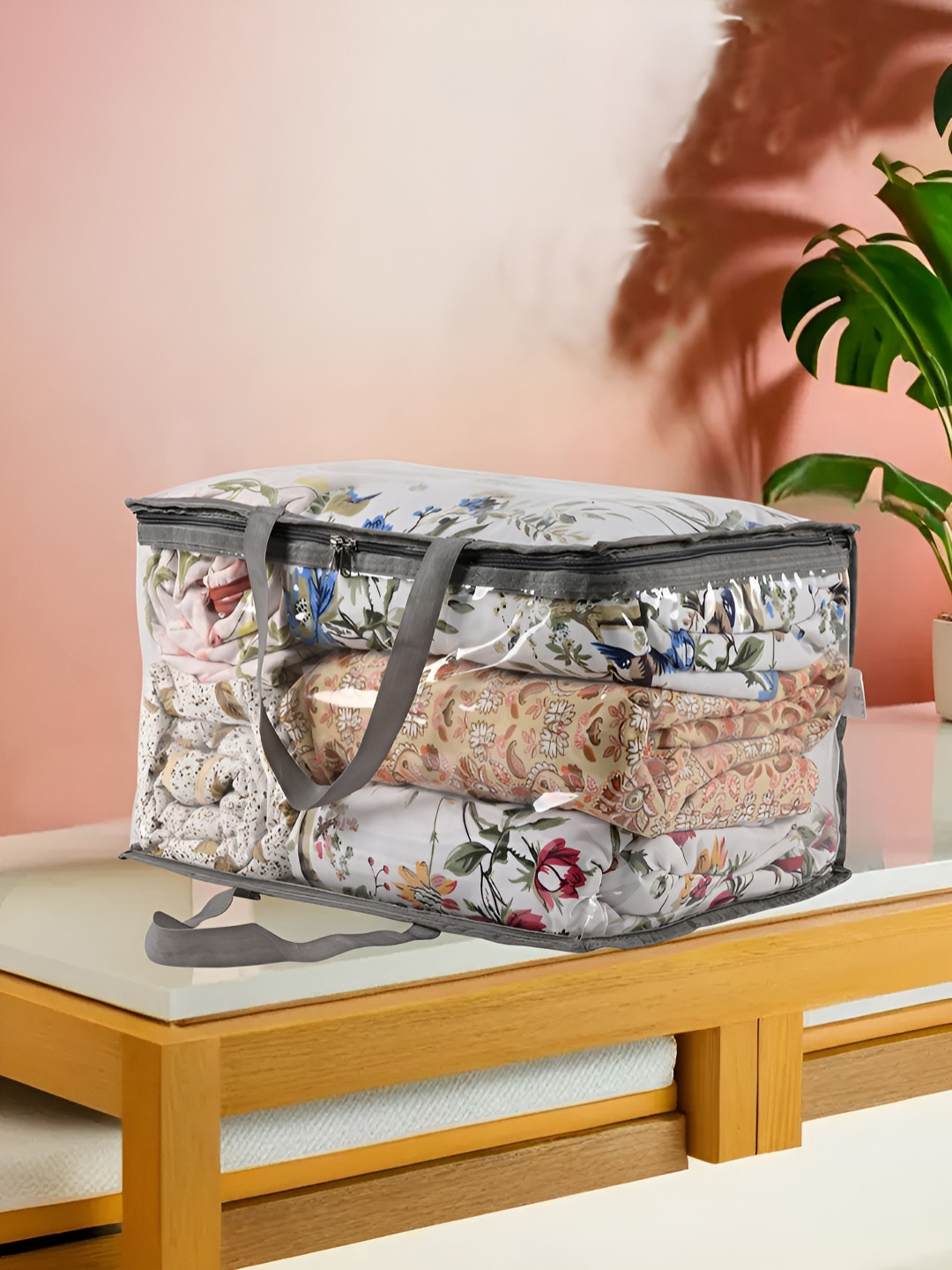 Aura Transparent Grey Waterproof Multipurpose Clothe Storage Bag Organisers